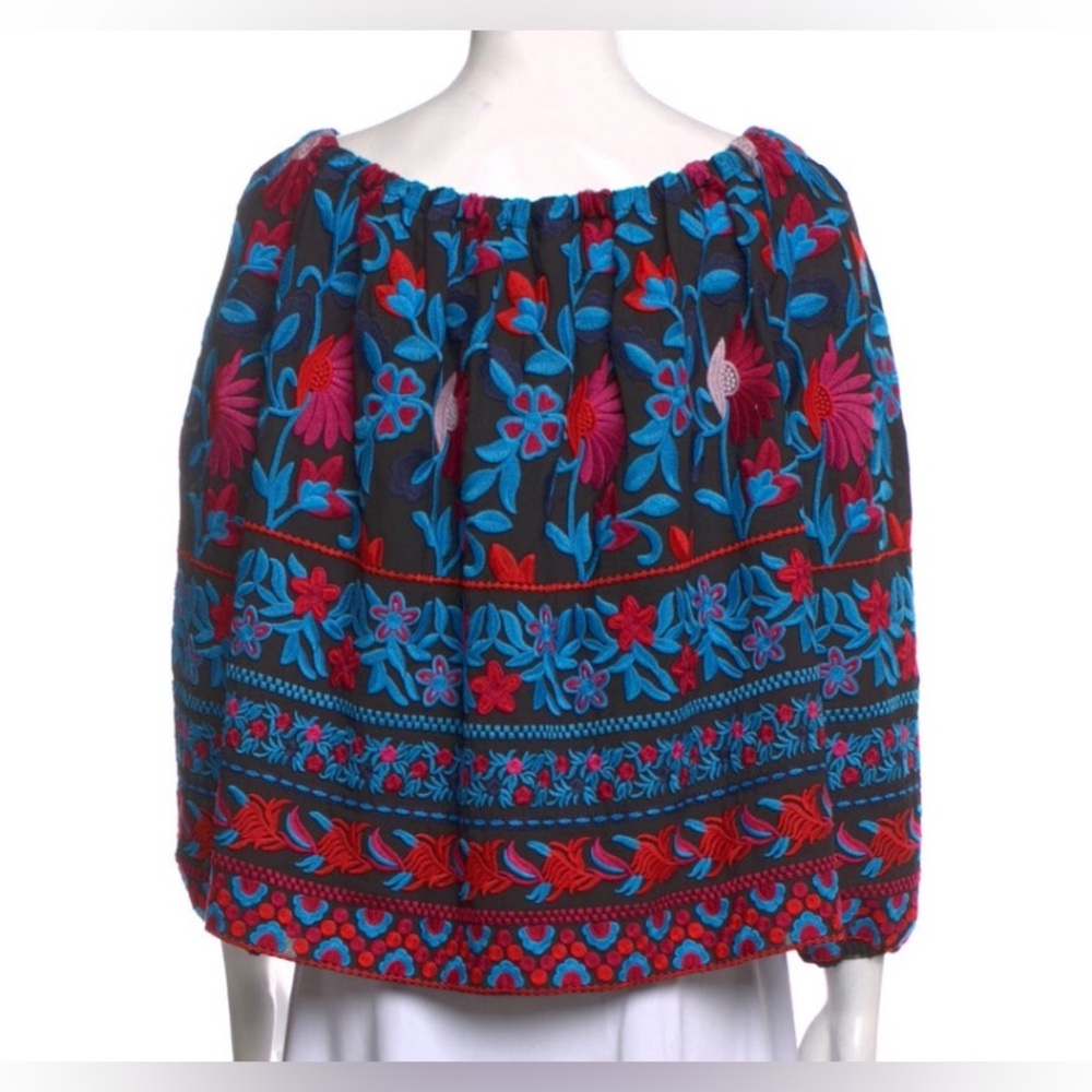 Embroidered Floral Women's Top - Black and Blue - Picture 3 of 3